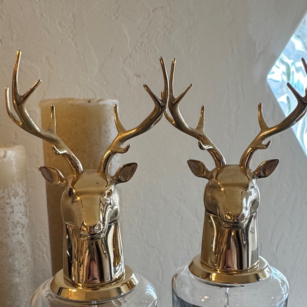 Penhaligon's clear glass fragrance bottles with gold deer caps - Picture 2 of 2
